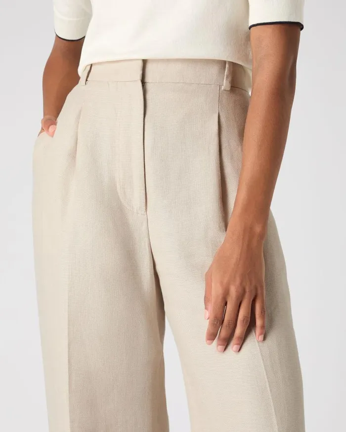NPeal Leggings and Trousers Women Florence Linen Trouser Oat Brown