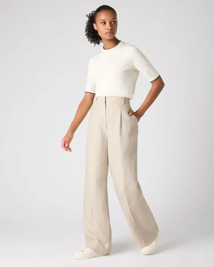 NPeal Leggings and Trousers Women Florence Linen Trouser Oat Brown