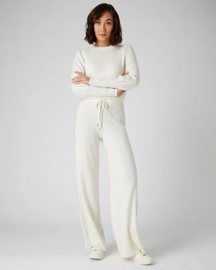 NPeal Leggings and Trousers Women Metal Trim Cashmere Trouser New Ivory White