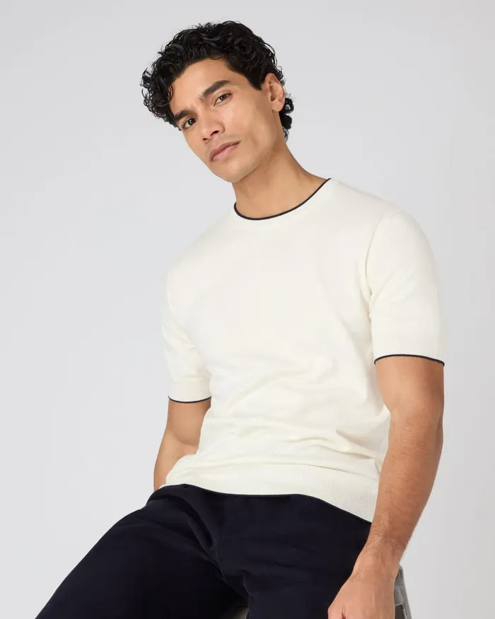 NPeal Polos and Tshirts Men Newquay Cotton Cashmere TShirt New Ivory White