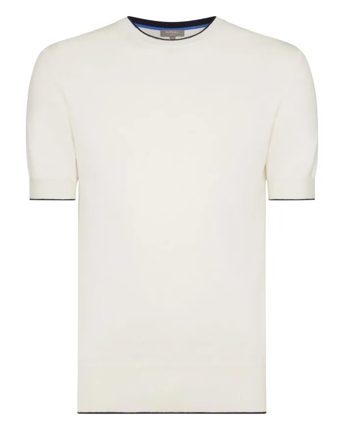 NPeal Polos and Tshirts Men Newquay Cotton Cashmere TShirt New Ivory White