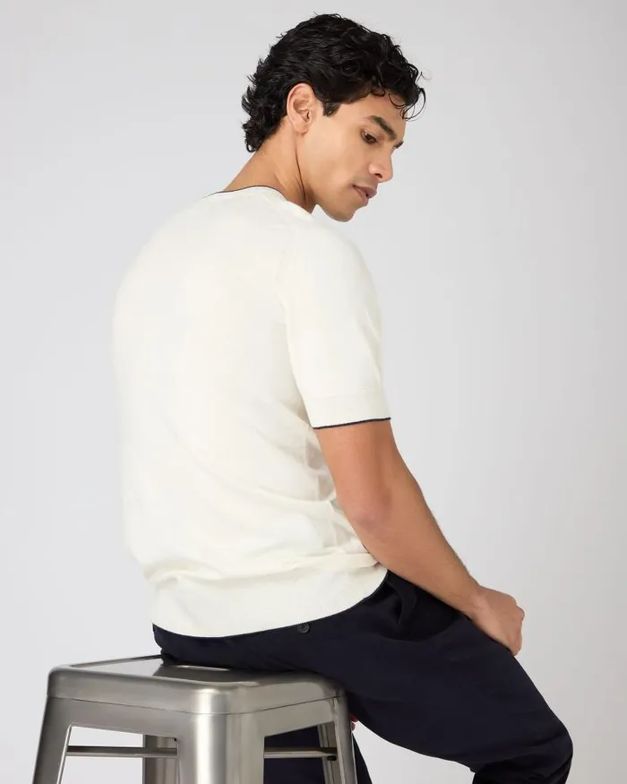 NPeal Polos and Tshirts Men Newquay Cotton Cashmere TShirt New Ivory White