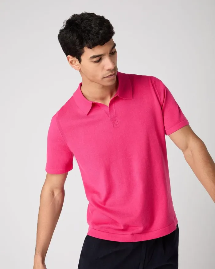 NPeal Polos and Tshirts Men Polo Cotton Cashmere TShirt Crush Pink