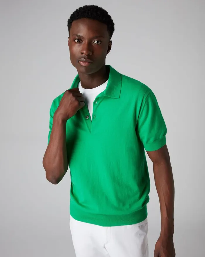 NPeal Polos and Tshirts Men Short Sleeve Collared Polo T Shirt Spring Green