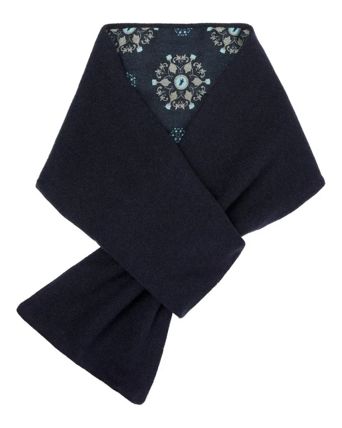 NPeal Scarves Men The Jockey Club Pattern Cashmere Scarf Navy Blue