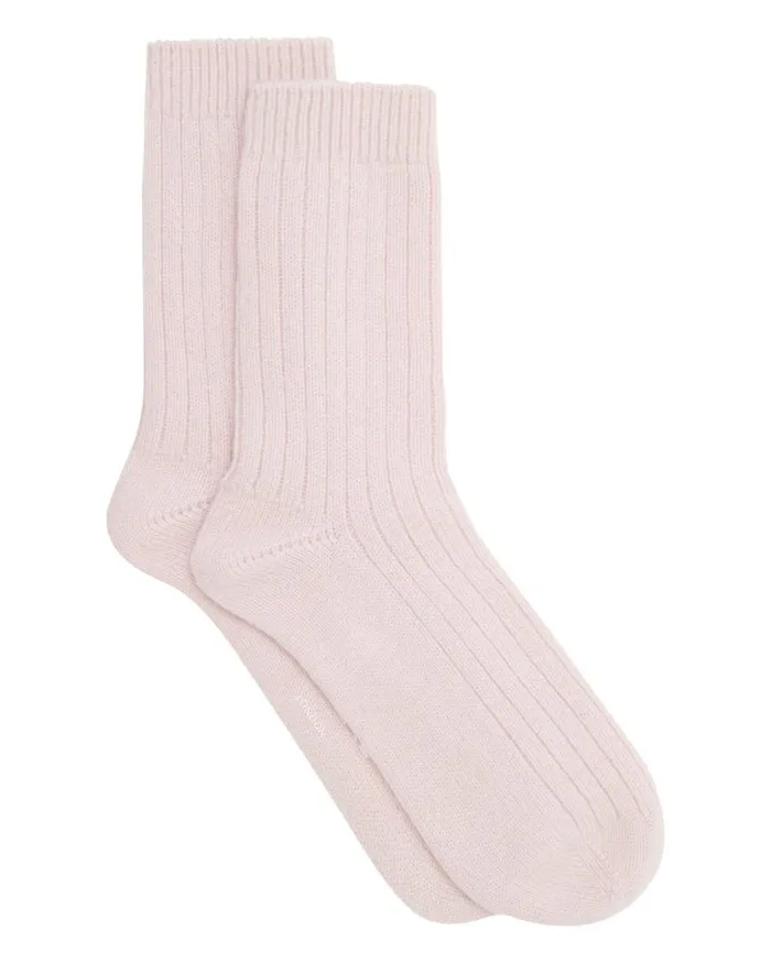 NPeal Slippers and Socks Women Rib Cashmere House Socks Pale Pink
