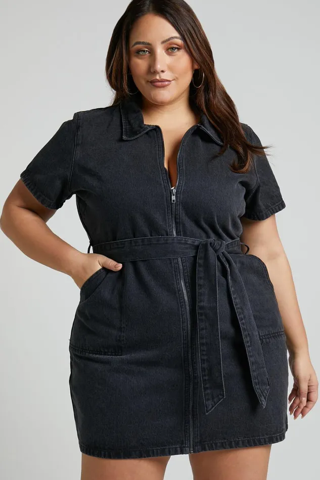 Nandini Mini Dress 8211 Zip Through Denim Dress In Black Wash Women Showpo Curve Clothes Nandini Mini Dress 8211 Zip Through Denim Dress In Black Wash Women Showpo Curve Clothes