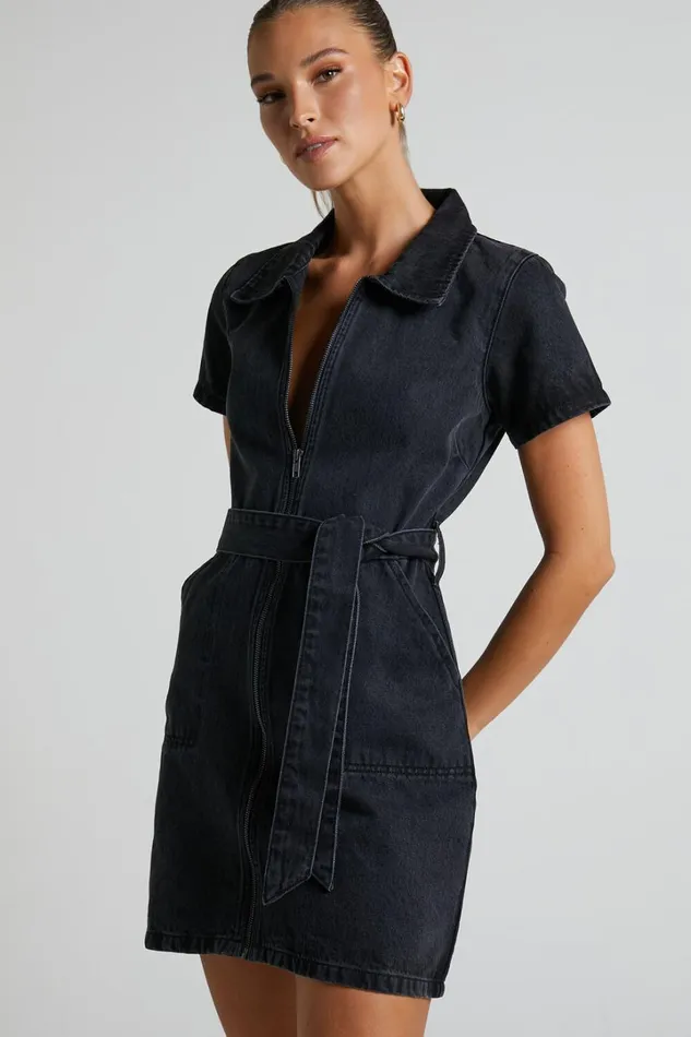 Nandini Mini Dress 8211 Zip Through Denim Dress In Black Wash Women Showpo Curve Clothes Nandini Mini Dress 8211 Zip Through Denim Dress In Black Wash Women Showpo Curve Clothes