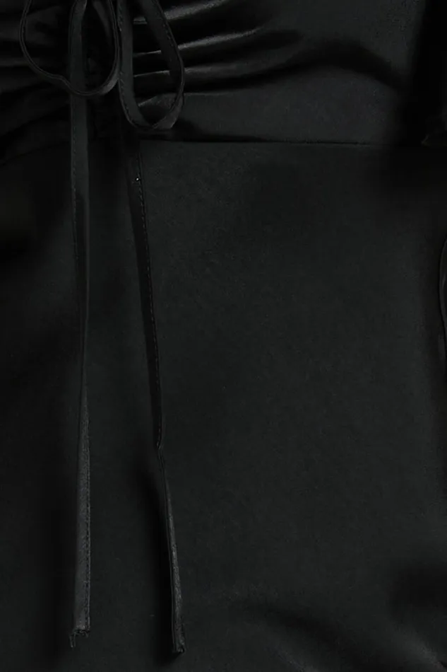 Nicholla Midi Dress 8211 Ruched Front Angel Sleeve Slip Dress In Black Women Showpo Curve Clothes