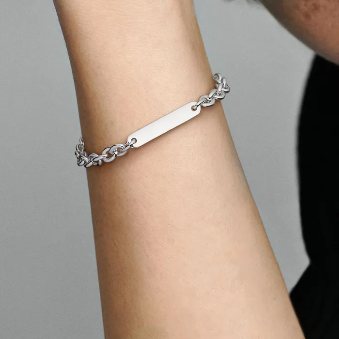 Noncharm Bracelets Women Pandora Engravable Bar Link Bracelet