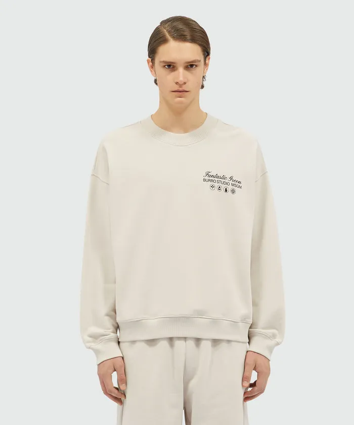 Organic Cotton 034Fantastic Green Burro Studio034 Beige Sweatshirt WomenMen MSGM Hoodies And Sweatshirts