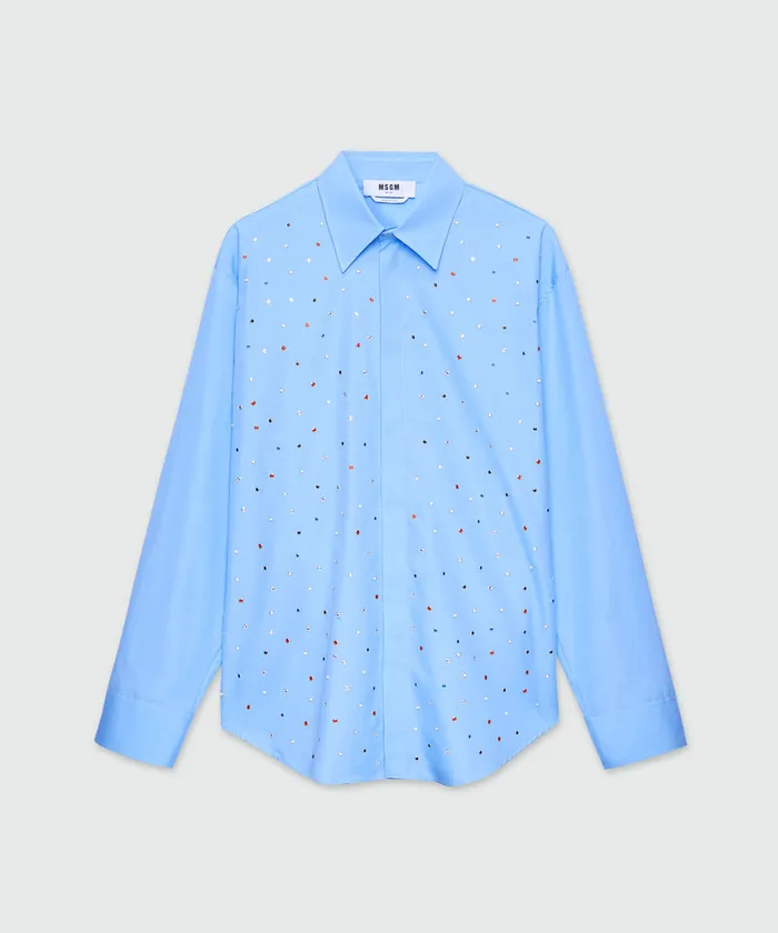 Organic Cotton Shirt With Multicolor Studs Men MSGM Shirts