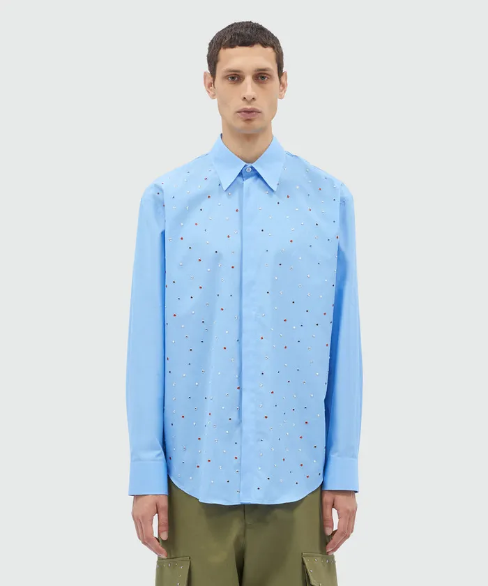 Organic Cotton Shirt With Multicolor Studs Men MSGM Shirts