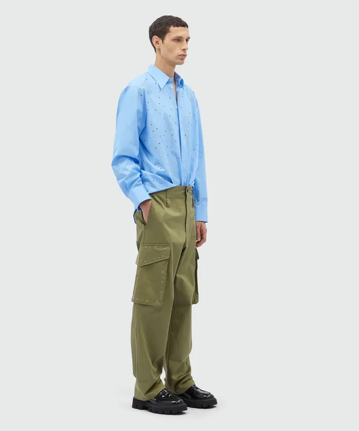 Organic Cotton Shirt With Multicolor Studs Men MSGM Shirts