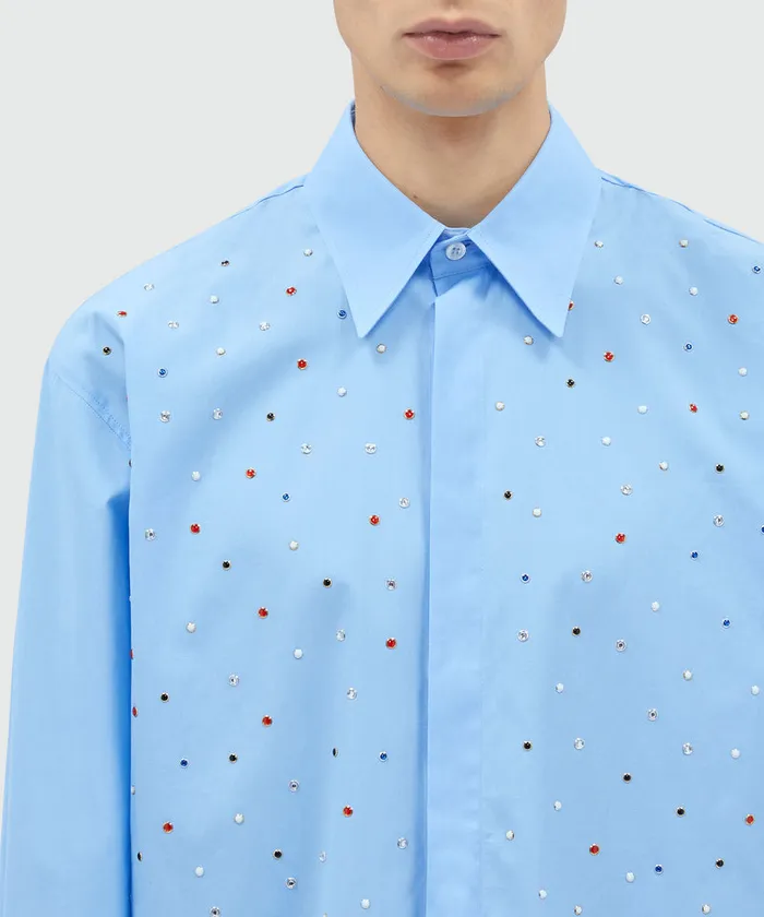 Organic Cotton Shirt With Multicolor Studs Men MSGM Shirts