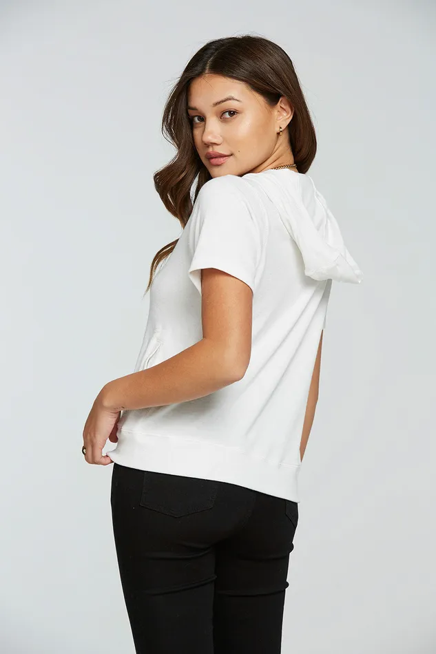 Outerwear Chaser Brand Womens Linen Rib Short Sleeve Zip Up Hoodie