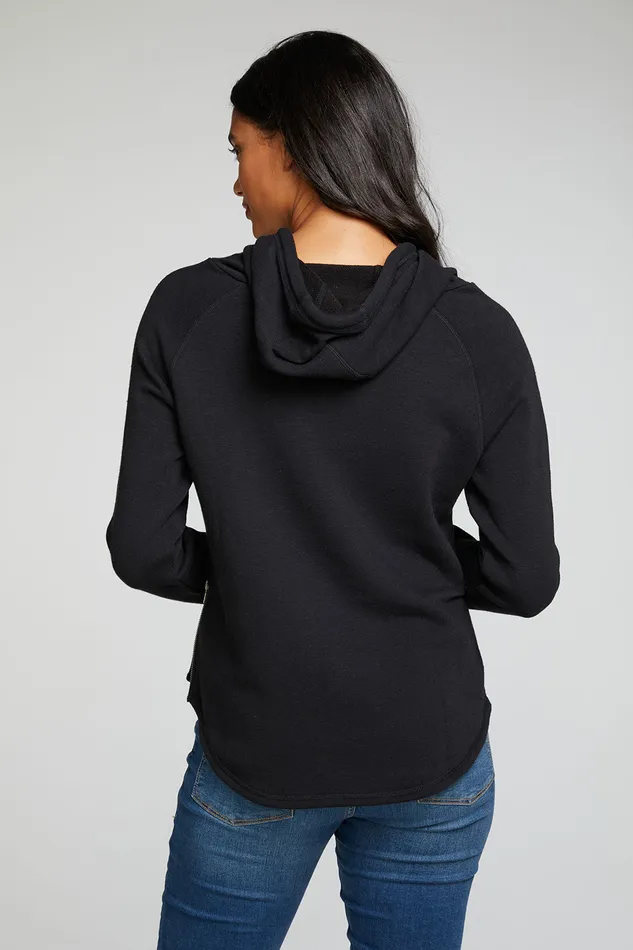 Outerwear Slub French Terry Long Sleeve Zip Side Shirttail Pullover Hoodie Chaser Brand Womens