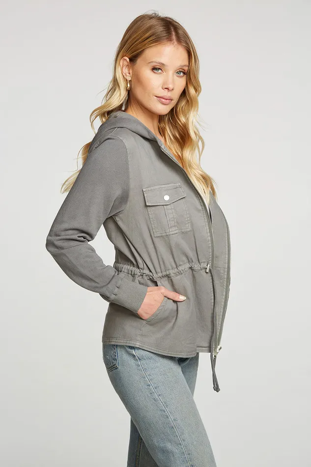 Outerwear Stretch Twill Long Sleeve Utility Jacket with Terry And Rib Chaser Brand Womens