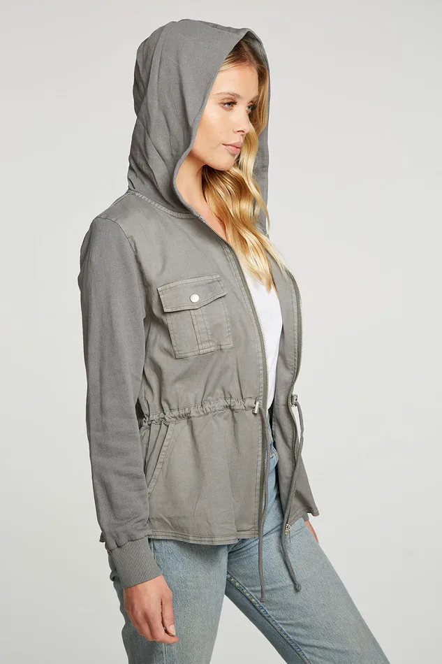 Outerwear Stretch Twill Long Sleeve Utility Jacket with Terry And Rib Chaser Brand Womens