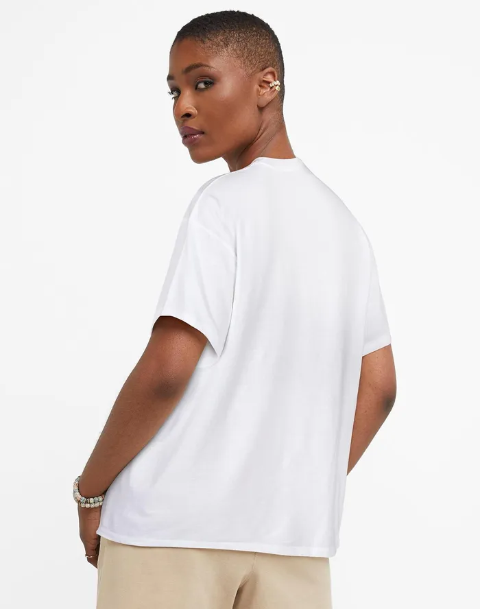 Oversized Jersey TShirt Palm Tree Graphic White Women Champion TShirts and Tops