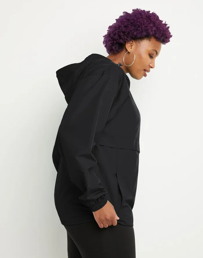 Packable Jacket Classic Script Black Women Champion Jackets