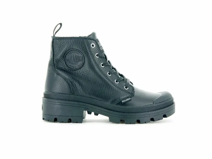 Palladium Pallabase Leather Blackblack Women Heel Boots