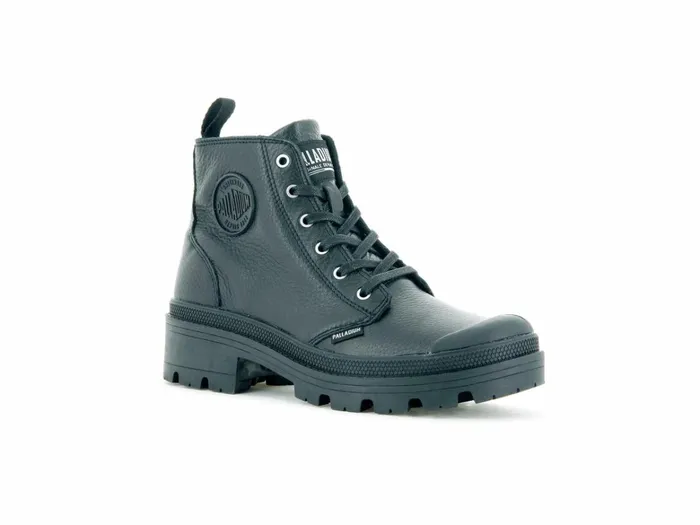 Palladium Pallabase Leather Blackblack Women Heel Boots