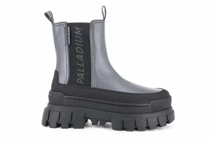 Palladium Revolt Chelsea Ranger Dark Silver Women Heel Boots