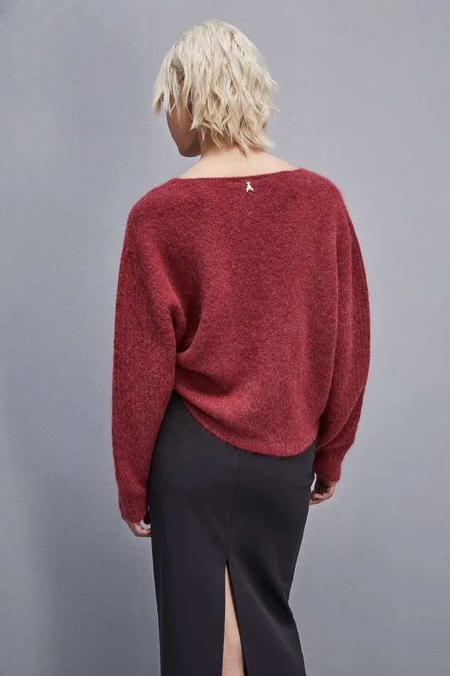 Patrizia Pepe Alpacablend Sweater With Vneck Red Cherry Bomb Apparel Sweaters