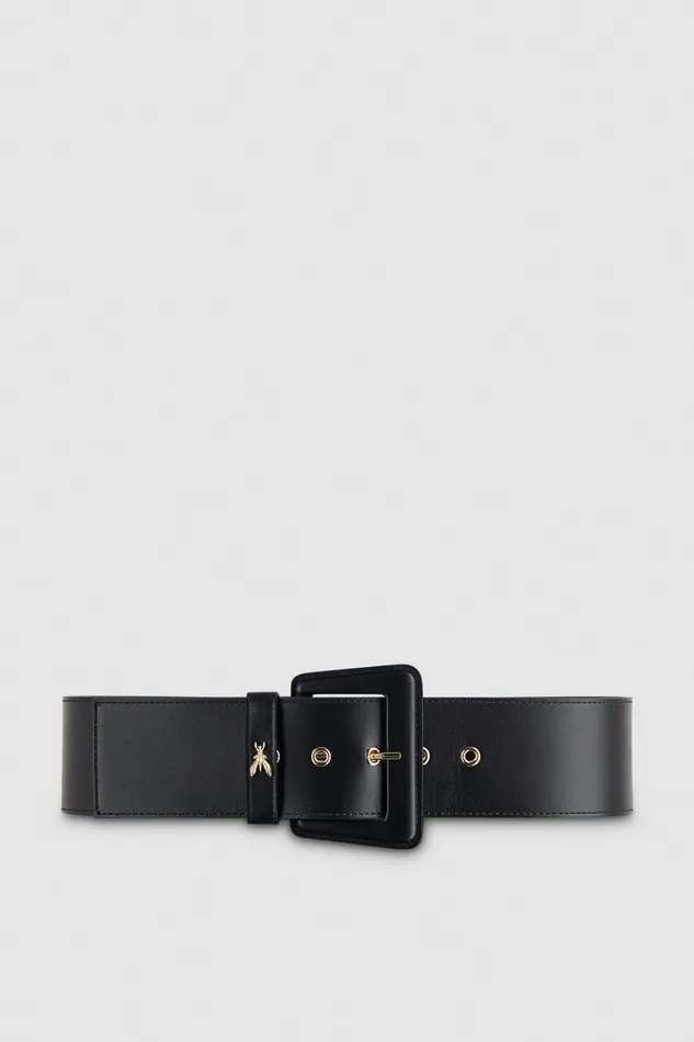 Patrizia Pepe Black Leather High Waisted Belt Nero Accessories