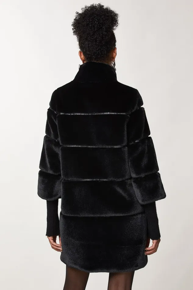 Patrizia Pepe Black Long Soft Jacket Nero Apparel Coats