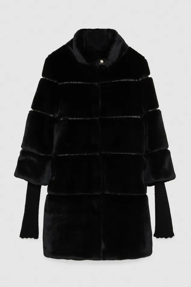 Patrizia Pepe Black Long Soft Jacket Nero Apparel Coats
