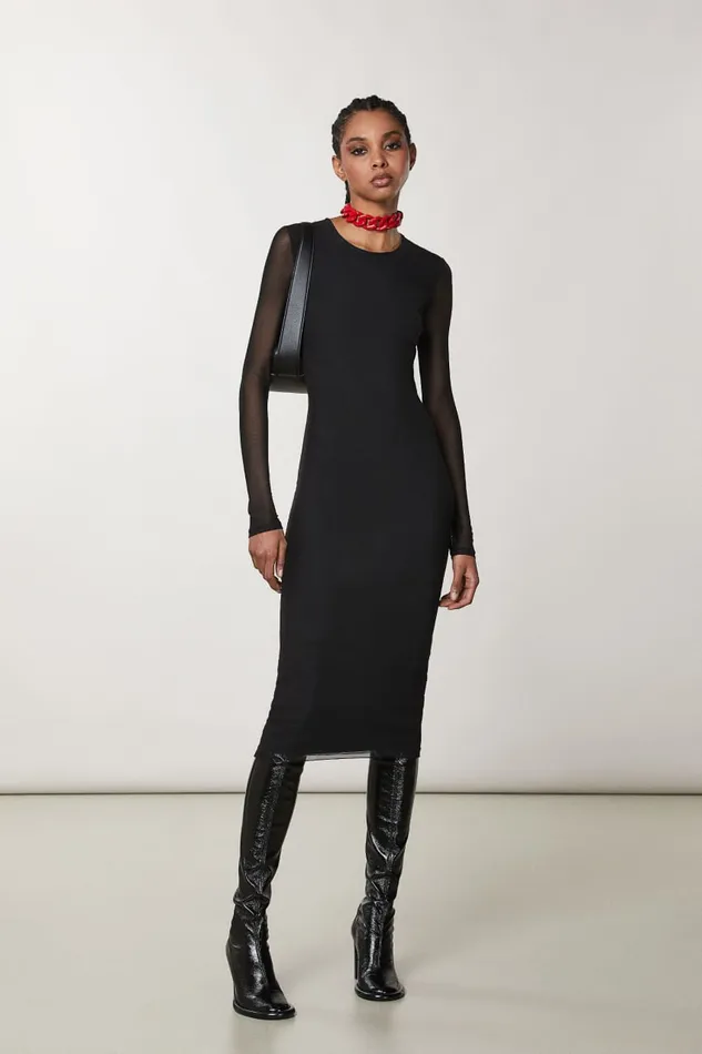 Patrizia Pepe Black Long Tulle Dress Nero Apparel Midi