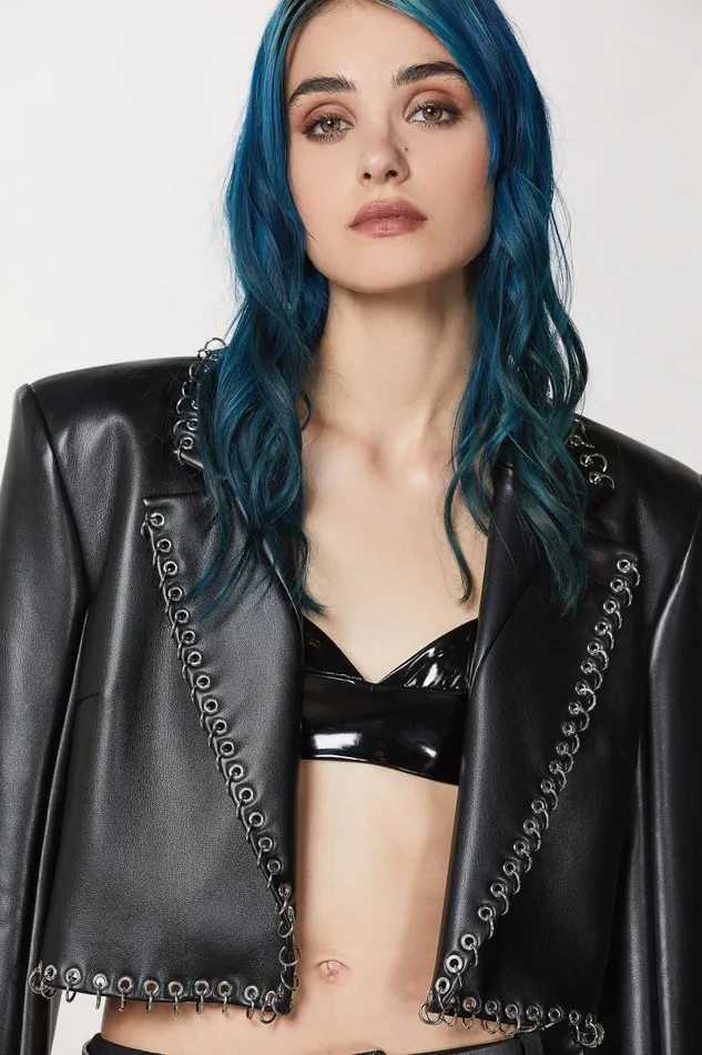Patrizia Pepe Black Post Punk Cropped Jacket Nero Apparel Jackets