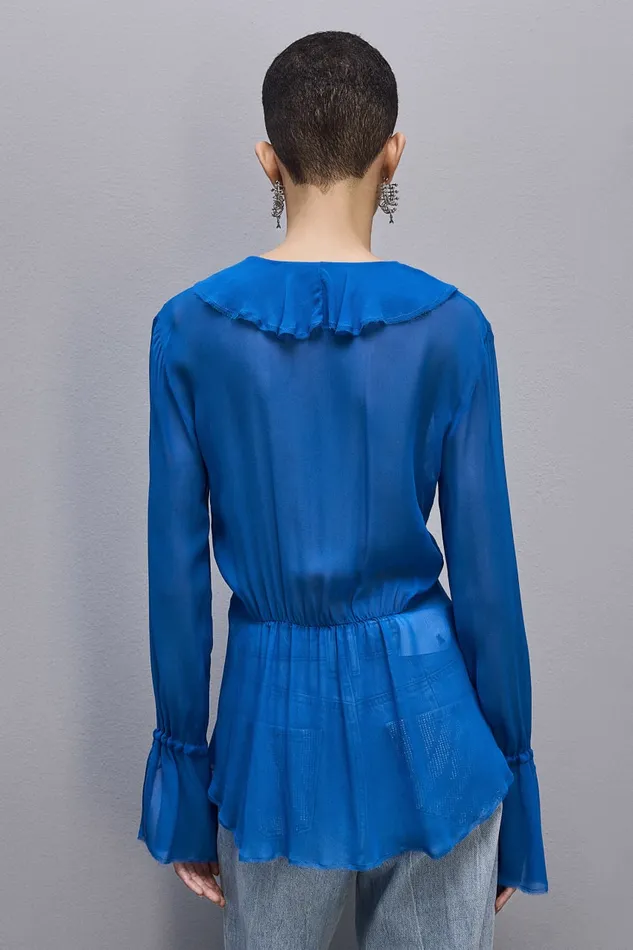Patrizia Pepe Chiffon Blouse Blue Blue Soul Apparel Blouses