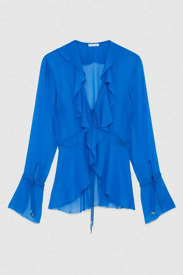 Patrizia Pepe Chiffon Blouse Blue Blue Soul Apparel Blouses