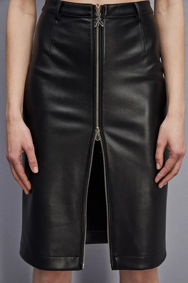 Patrizia Pepe Coated Fabric Midi Skirt Black Nero Apparel Midi