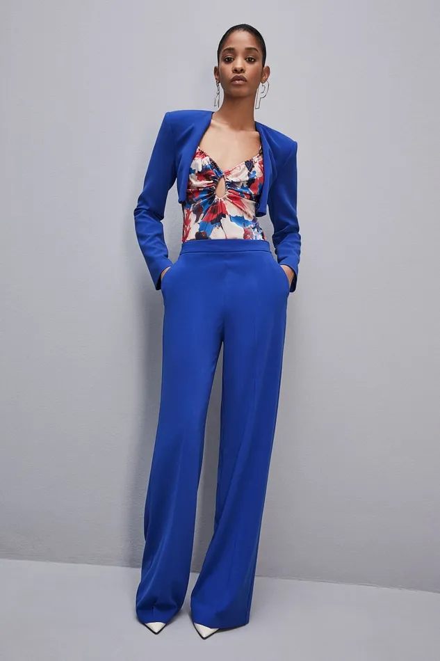Patrizia Pepe Cutout Top With Straps In Viscose Satin Hybridroseflower Apparel Tops