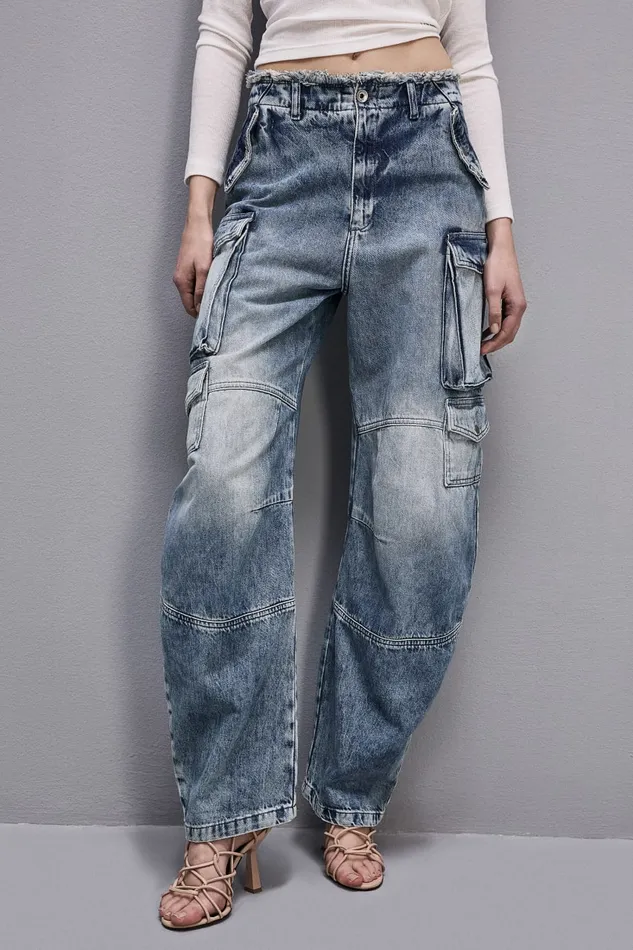 Patrizia Pepe Denim Cargo Pants Light Blue Light Blue Wash Apparel Jeans