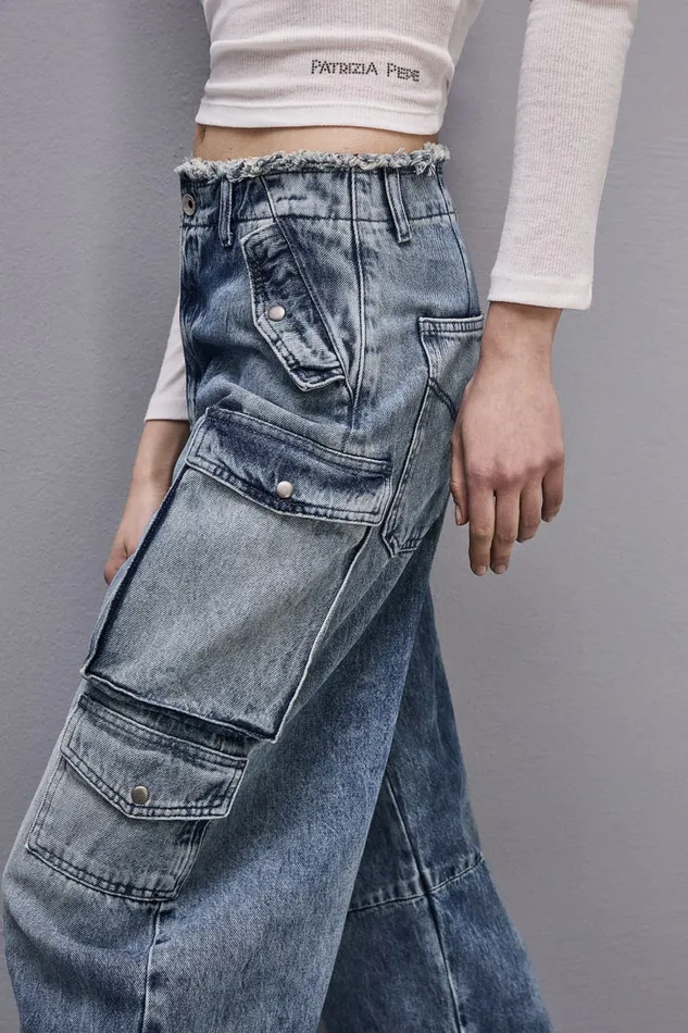 Patrizia Pepe Denim Cargo Pants Light Blue Light Blue Wash Apparel Jeans