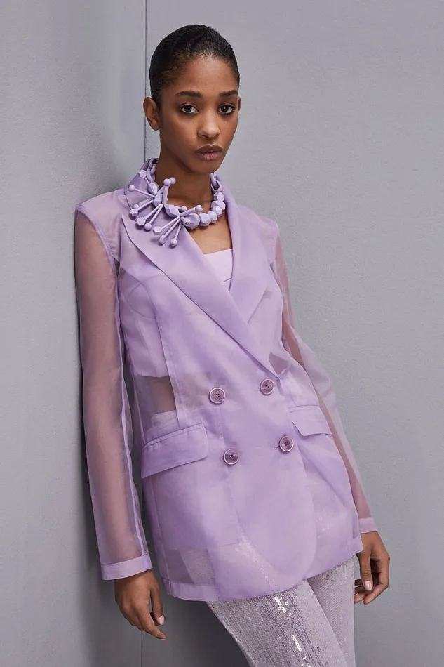 Patrizia Pepe Doublebreasted Jacket With Regular Sleeves Purple Iris Lilac Apparel Blazers Patrizia Pepe Doublebreasted Jacket With Regular Sleeves Purple Iris Lilac Apparel Blazers