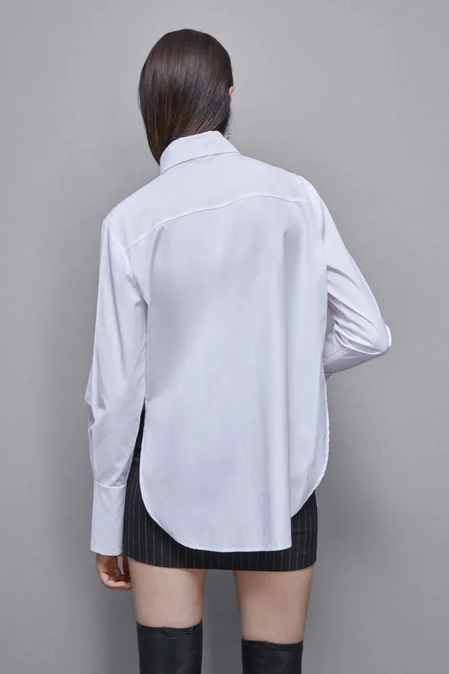 Patrizia Pepe Essential Cotton Shirt With Pocket White Bianco Ottico Apparel Shirts