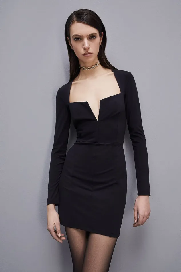 Patrizia Pepe Essential Jersey Mini Dress Black Nero Apparel Mini