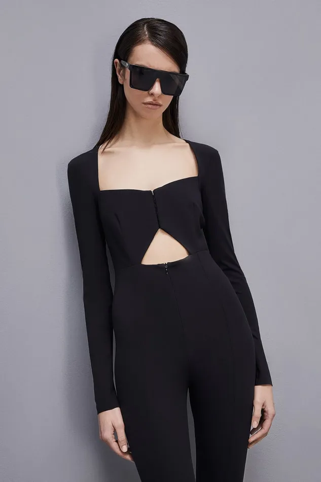 Patrizia Pepe Essential Longsleeved Jumpsuit Black Nero Apparel Jumpsuits