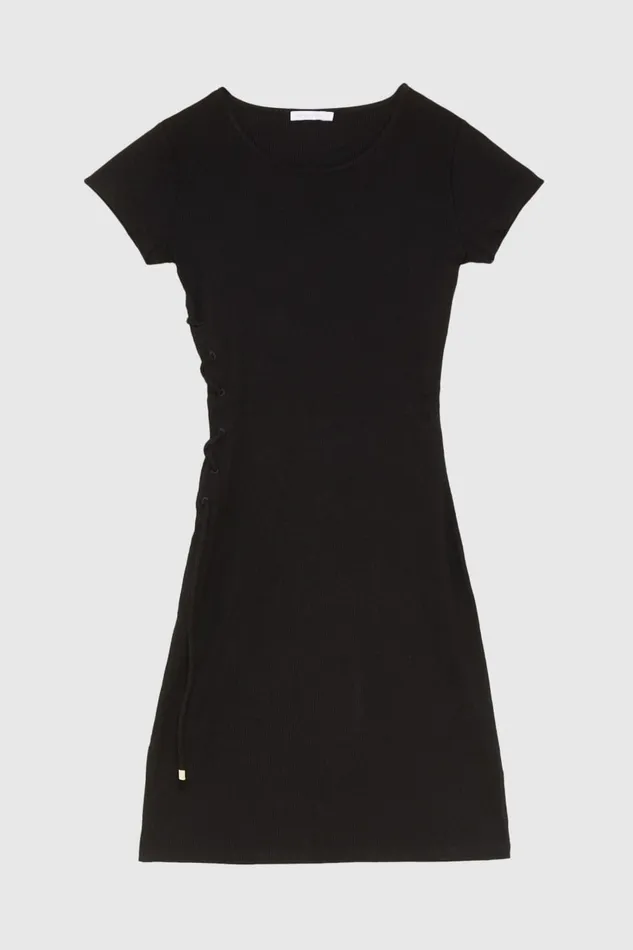 Patrizia Pepe Essential Slim Ribknit Dress Black Nero Apparel Mini