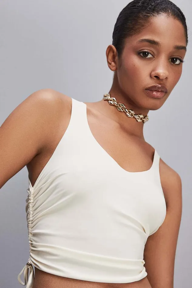 Patrizia Pepe Essential Stretch Jersey Sleeveless Top White Raw White Apparel Tops