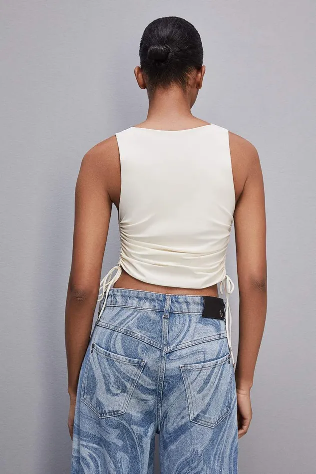 Patrizia Pepe Essential Stretch Jersey Sleeveless Top White Raw White Apparel Tops