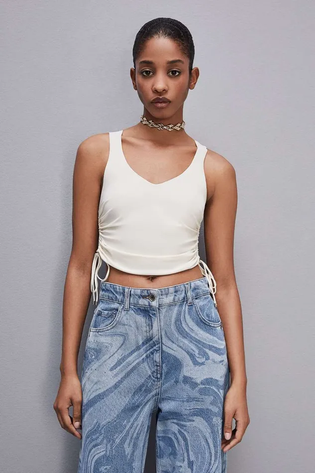 Patrizia Pepe Essential Stretch Jersey Sleeveless Top White Raw White Apparel Tops