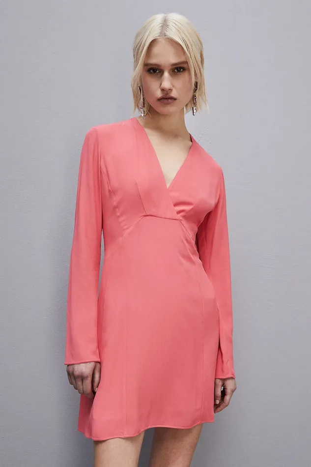 Patrizia Pepe Essential Viscose Crepe Dress Pink Hybrid Rose Apparel Mini