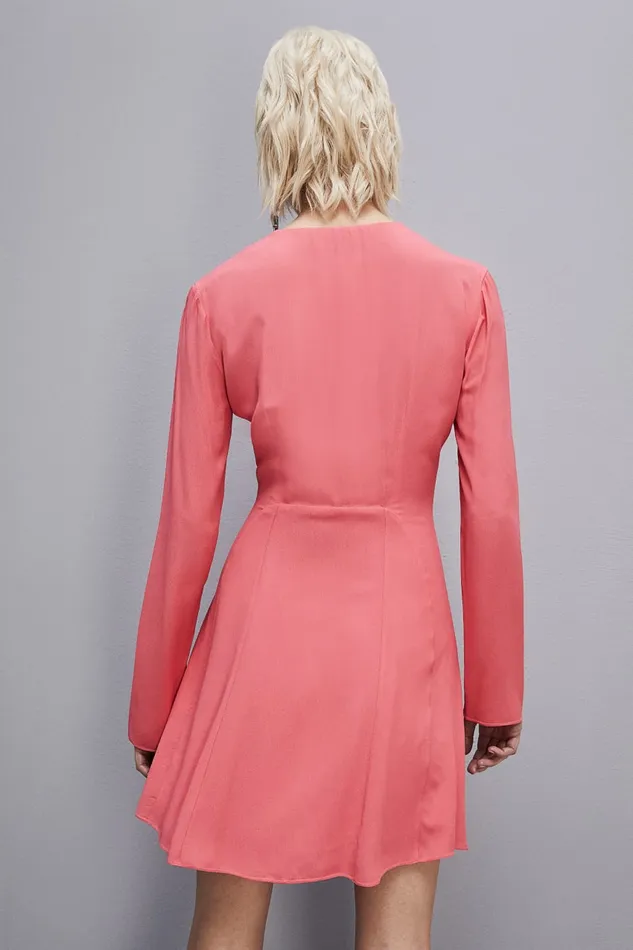 Patrizia Pepe Essential Viscose Crepe Dress Pink Hybrid Rose Apparel Mini